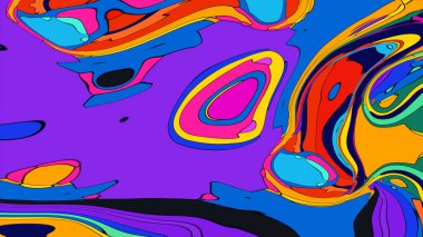 Değişik parlak ve zıt renklerde sıvı mermer deseni.