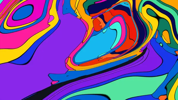 Büyüleyici, sıvı akış desenli cesur ve renkli bir pankart..