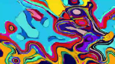 Lav lambası parlak dalgalar ve piksellerle sıçrar. akan hipnotik renkler