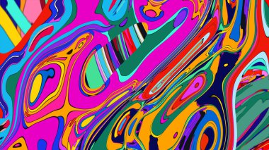 Canlı renklerde dijital akışkan sanat tasarımı.