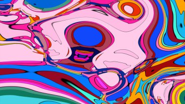 Psikedelik estetik akışına sahip canlı ve renkli bir arka plan.