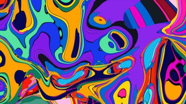 Psikedelik estetik akışına sahip canlı ve renkli bir arka plan.