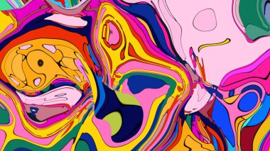 Psikedelik estetik akışına sahip canlı ve renkli bir arka plan.