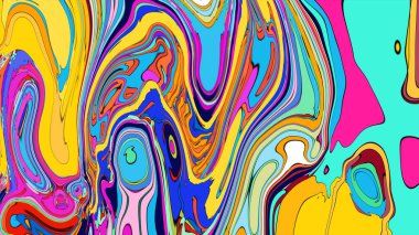 Hipnotik desenli canlı ve büyüleyici bir sıvı sanat tasarımı..