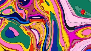 Hipnotik desenli canlı ve büyüleyici bir sıvı sanat tasarımı..