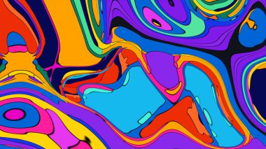 Hipnotik desenli canlı ve büyüleyici bir sıvı sanat tasarımı..