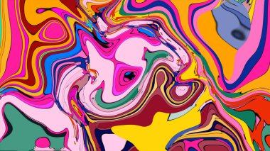 Pürüzsüz, organik çizgileri ve şekilleri olan çok renkli soyut bir tasarım..