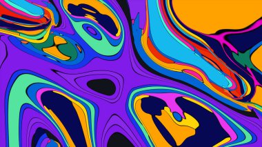 Pürüzsüz, organik çizgileri ve şekilleri olan çok renkli soyut bir tasarım..