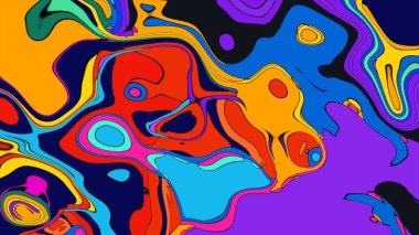Pürüzsüz, organik çizgileri ve şekilleri olan çok renkli soyut bir tasarım..
