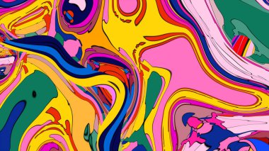 Pürüzsüz, organik çizgileri ve şekilleri olan çok renkli soyut bir tasarım..