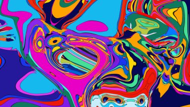 Pürüzsüz, organik çizgileri ve şekilleri olan çok renkli soyut bir tasarım..