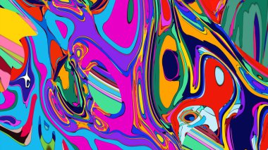 Kırmızı, mavi, yeşil ve pembe girdaplı psikedelik bir arkaplan..