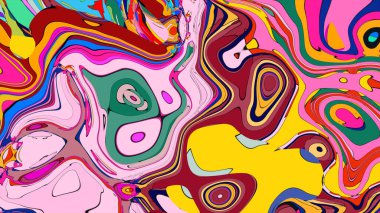 Kırmızı, mavi, yeşil ve pembe girdaplı psikedelik bir arkaplan..