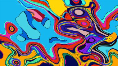 Kırmızı, mavi, yeşil ve pembe girdaplı psikedelik bir arkaplan..