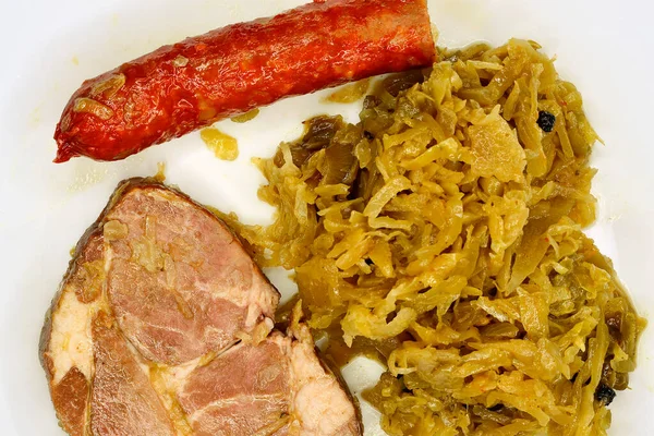 German Deli Sauerkraut Sausage Pork Meat — Stock Photo, Image