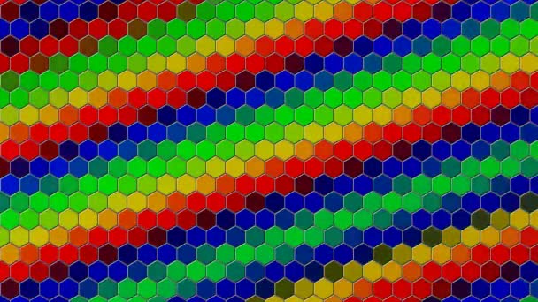 Colorful Hexagons Changing Colors Turning — Stock Video