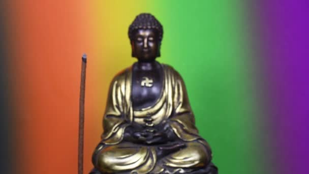 Tibetan Buddha Figure Camera Drive Forward Zoom — Wideo stockowe