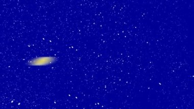 Yıldızlı mavi gece gökyüzü, UFO, bir sürü galaksi ve etkin sürüş
