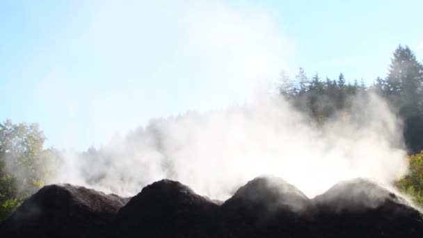Füstölgő Komposzthalmaz Újrahasznosító Tábla — Stock videók