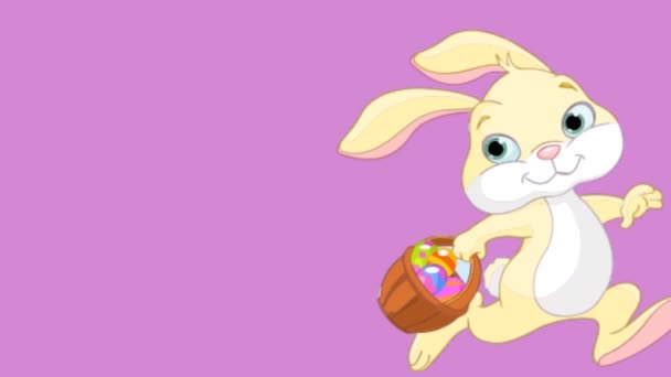 Πάσχα Μήνυμα Happy Easter Πασχαλινό Λαγουδάκι Και Πασχαλινή Φωλιά Κουνέλι — Αρχείο Βίντεο