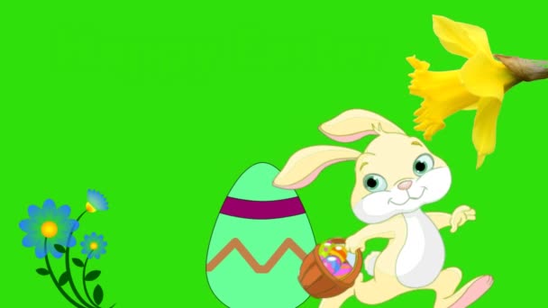 Paskalya Mesajınız Mutlu Paskalyalar Nergis Paskalya Tavşanı Yumurta Animasyon — Stok video