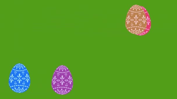 Πάσχα Μήνυμα Happy Easter Χορευτικά Πασχαλινά Αυγά Πασχαλινή Φωλιά Πράσινο — Αρχείο Βίντεο