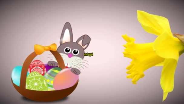 Easter Message Happy Easter Daffodil Easter Basket Animation — Stok Video