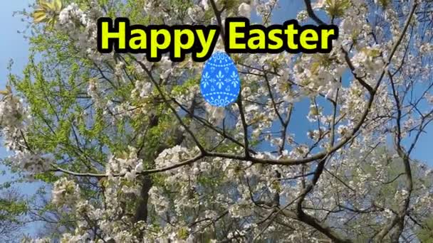 Mutlu Paskalyalar Almanya Ilkbaharda Kiraz Çiçekli Mesaj Kamera Sürücüsü — Stok video