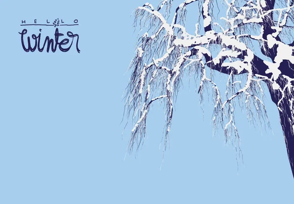 Привет Зима Векторный Рисунок Дерева Подробный Вектор — стоковый вектор