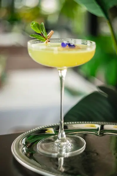 Zomer Verfrissende Limonade Drankje Alcoholische Cocktail Verse Gezonde Koude Citroendrank Rechtenvrije Stockfoto's