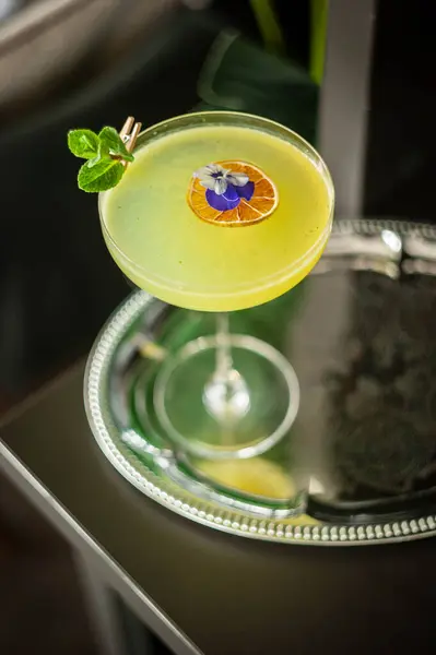 Sommer Erfrischendes Limonadengetränk Oder Alkoholischer Cocktail Frisches Gesundes Kaltes Zitronengetränk Stockbild
