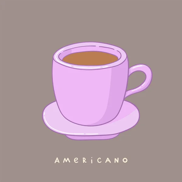 Americano Coffee Vector Illustration Poster Beautiful Mug Coffee Great Coffee — Stock Vector