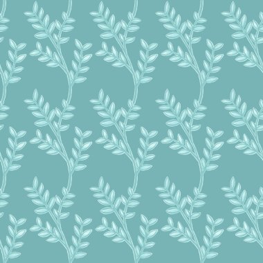 Tek renkli, dikişsiz desen, birbirine bağlı yaprak dalları koyu gri renkte. Kumaş, ambalaj, ambalaj kağıdı için Raster baskısı.