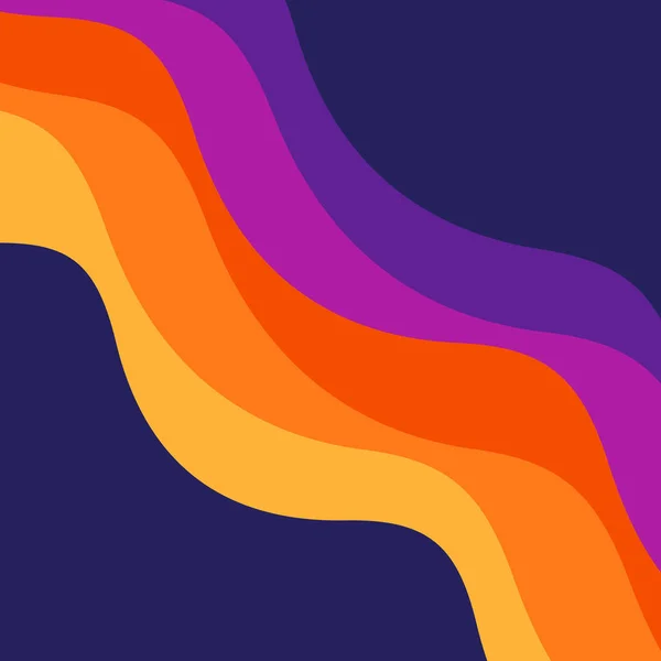 复古风格的波浪几何图案 带有紫色 红色和蓝色条纹 背景为深蓝色 — 图库照片