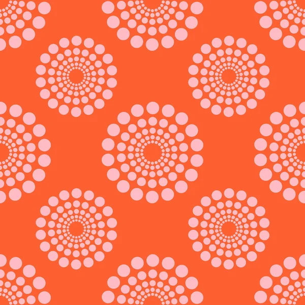 Abstraktes Nahtloses Muster Aus Rosa Wunderschön Gepunktetem Mandala Auf Orangefarbenem — Stockfoto