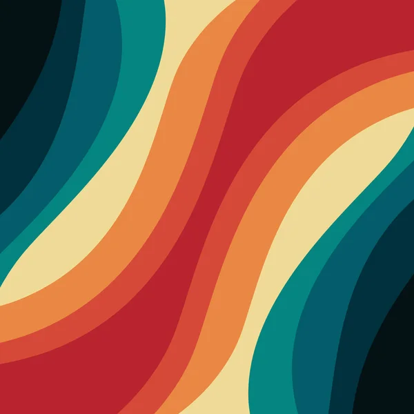 Разноцветные Ретро Стиль Волн Геометрический Узор Иллюстрации Оранжевым Красным Бежевым — стоковое фото