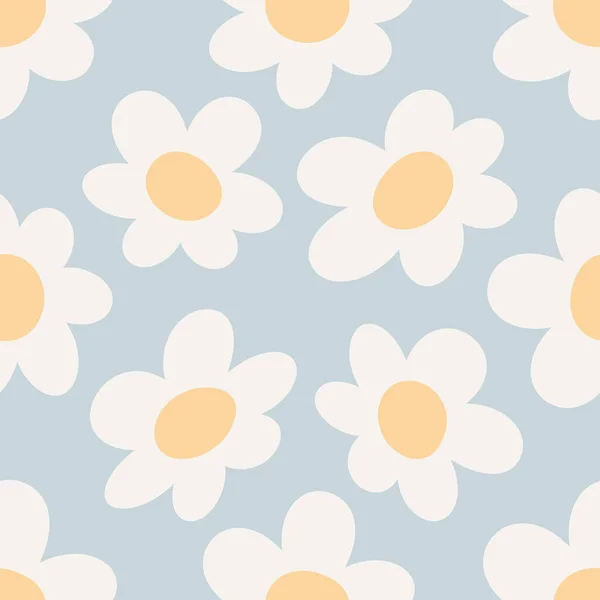 Naadloos Patroon Met Retro Stijl Witte Madeliefjes Bloemen Decoratie Pastel — Stockfoto