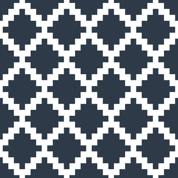 濃い青の背景に白い色で幾何学的な菱形を持つシームレスなアステカの民族ボヘミアンパターン — ストック写真
