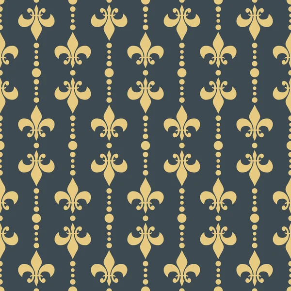 Seamless Elegant Pattern Fleur Lis Dots Decoration Gold Color Dark — Stock Photo, Image