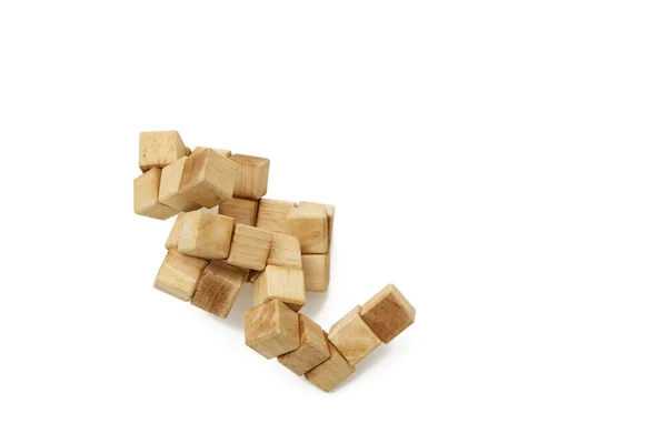 Кубик Головоломки Дерев Яні Блоки Ізольовані Білому Тлі — стокове фото
