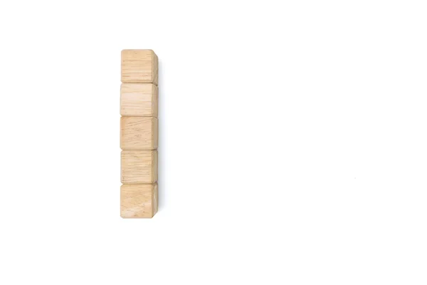 白い背景にメッセージワードのための空のコピースペースを持つ木製の立方体ブロック モックアップのトップビューレイアウト — ストック写真