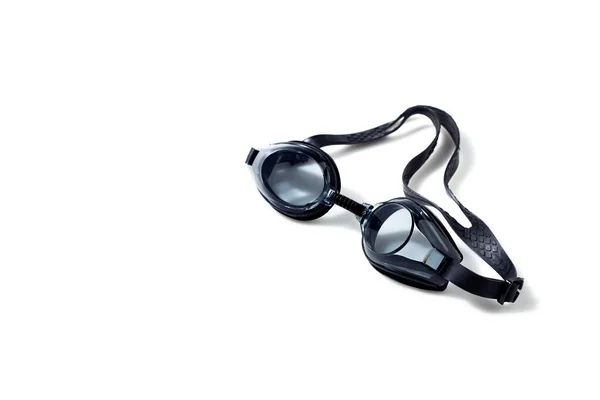 Černé Plavecké Brýle Izolované Bílém Pozadí — Stock fotografie