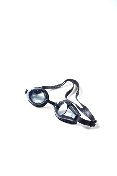 Černé Plavecké Brýle Izolované Bílém Pozadí — Stock fotografie