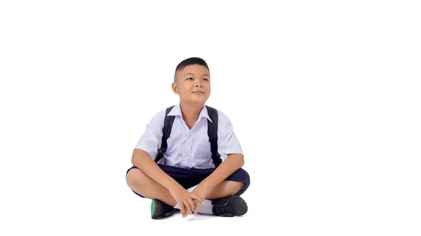 Portraits Asiatique Garçon Thaï Pays Dans École Uniforme Isolé Sur — Photo