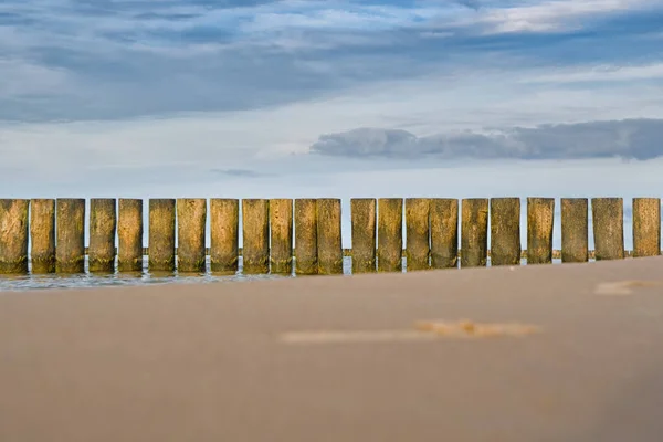 Breakwater Plaży Morza Bałtyckiego Pobliżu Rewal Polska — Zdjęcie stockowe