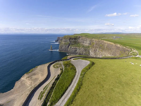 Aerial Birds Eye Drone View World Famous Cliffs Moher County — Stock Photo, Image