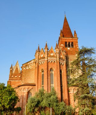 View of the Saints Fermo and Rustico church in Verona, Italy. Verona is a popular tourist destination of Europe. clipart