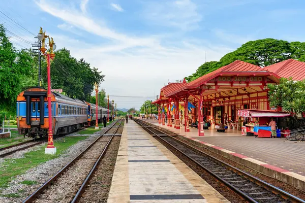 Jernbanestasjonen Hua Hin Thailand Tradisjonell Thailandsk Stil stockfoto