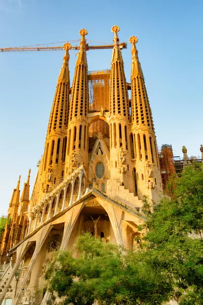 Βαρκελώνη Ισπανία Αυγούστου 2014 Υπέροχη Θέα Της Βασιλικής Της Σαγράδα Εικόνα Αρχείου