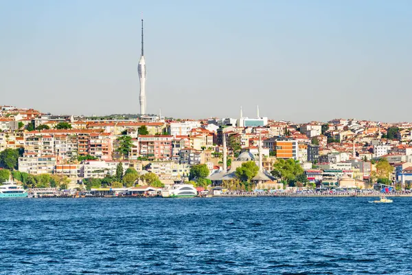 View Bosporus Istanbul Turkey Camlica Tower Visible Background Istanbul Popular Royaltyfria Stockbilder